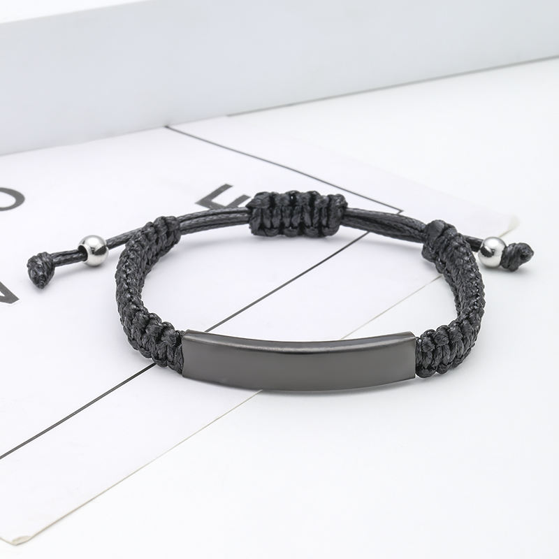 カスタムレーザー彫刻ブレスレット 調節可能 ハンドメイド ポリエステル×ステンレススチール 記念日ギフト