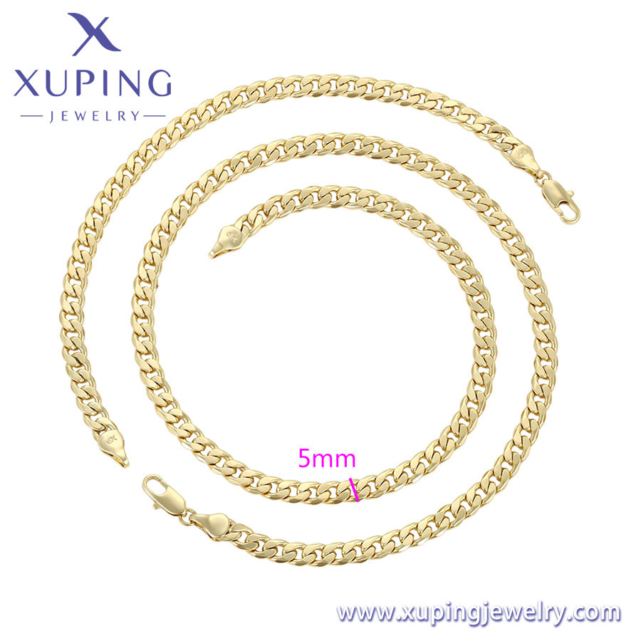 XUPING 14Kゴールドプレート高級ジュエリーセット ブレスレット＆ネックレス トレンディ