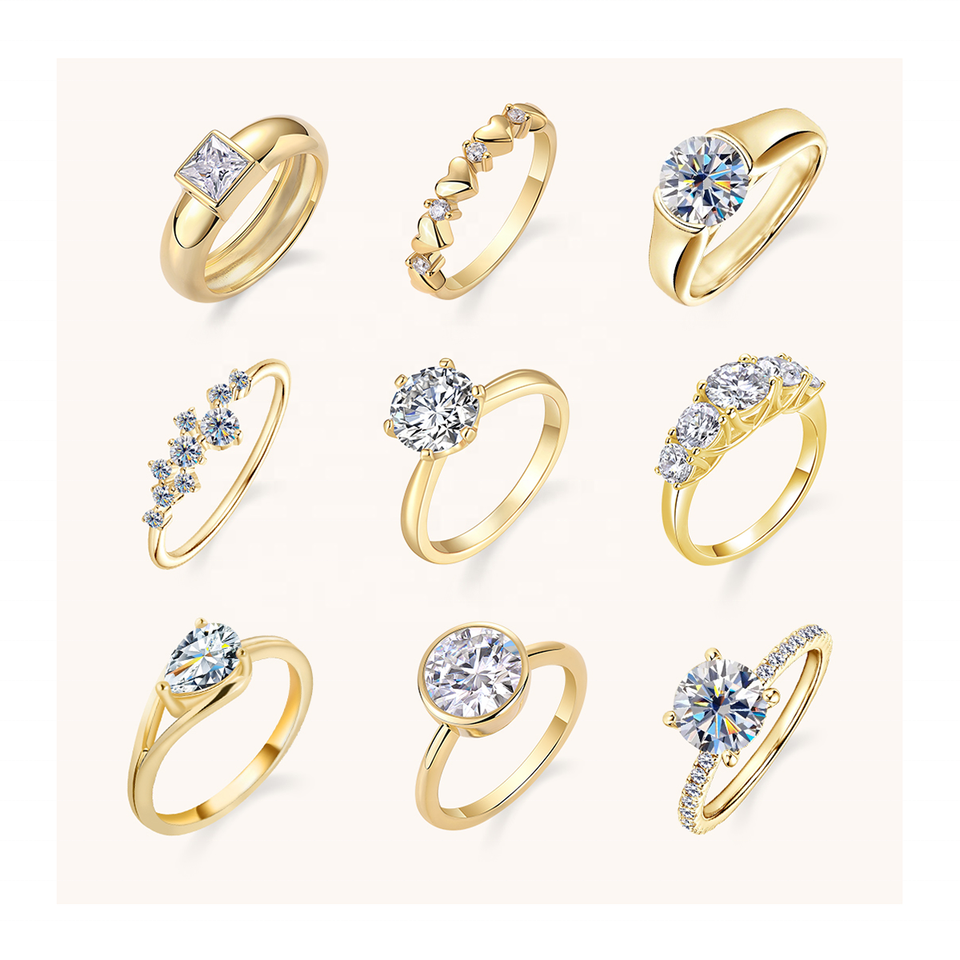 925シルバー モアサナイト リング ゴールドコーティング 婚約指輪 卸売