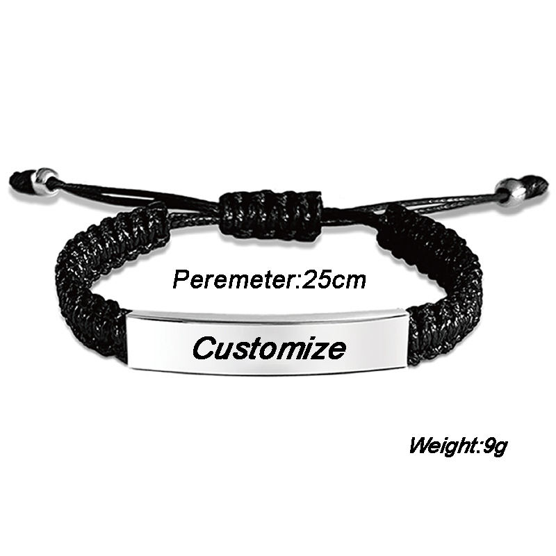 カスタムレーザー彫刻ブレスレット 調節可能 ハンドメイド ポリエステル×ステンレススチール 記念日ギフト
