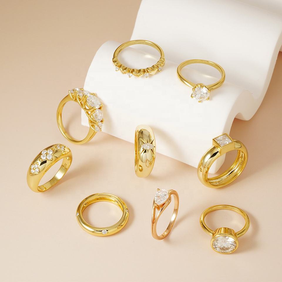 925シルバー モアサナイト リング ゴールドコーティング 婚約指輪 卸売