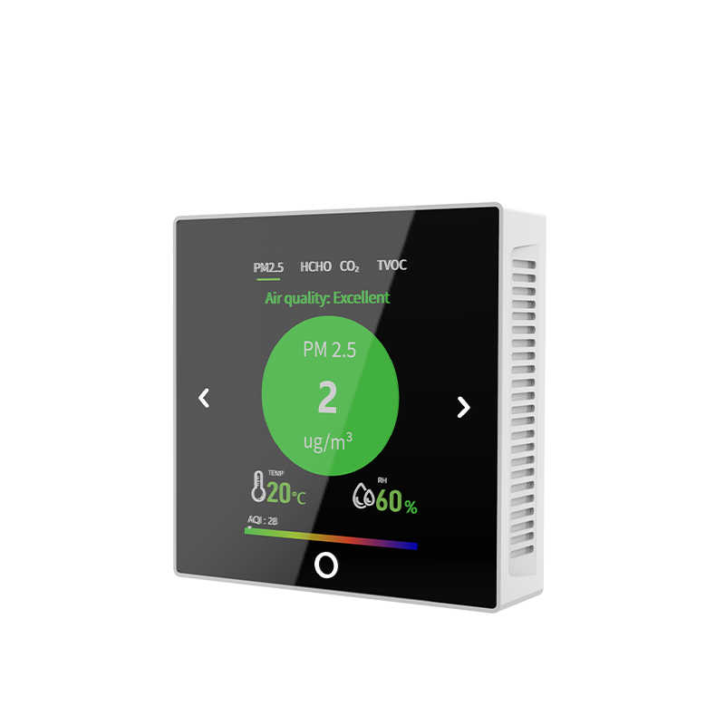 เครื่องวัดคุณภาพอากาศอัจฉริยะ 6-in-1 FS11006DC วัด CO2, PM2.5, HCHO, TVOC, อุณหภูมิและความชื้น พร้อม WiFi/RS485