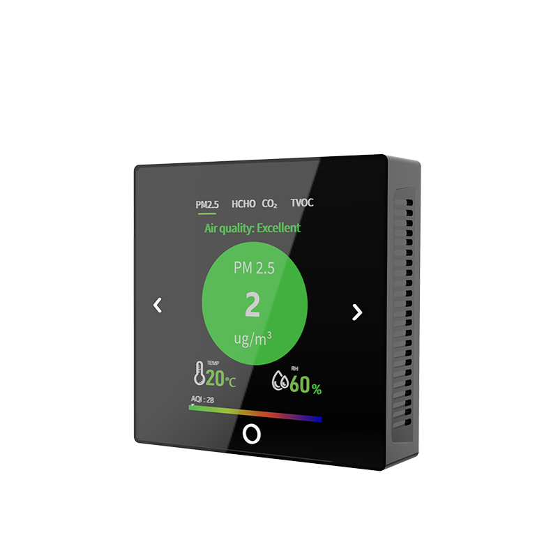 เครื่องวัดคุณภาพอากาศอัจฉริยะ 6-in-1 FS11006DC วัด CO2, PM2.5, HCHO, TVOC, อุณหภูมิและความชื้น พร้อม WiFi/RS485
