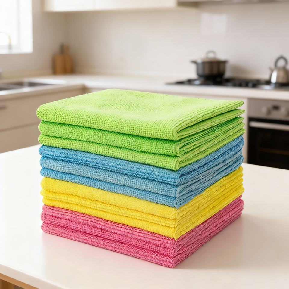 ผ้าไมโครไฟเบอร์เช็ดทำความสะอาด 80% Polyester 20% Polyamide สำหรับครัวและอเนกประสงค์