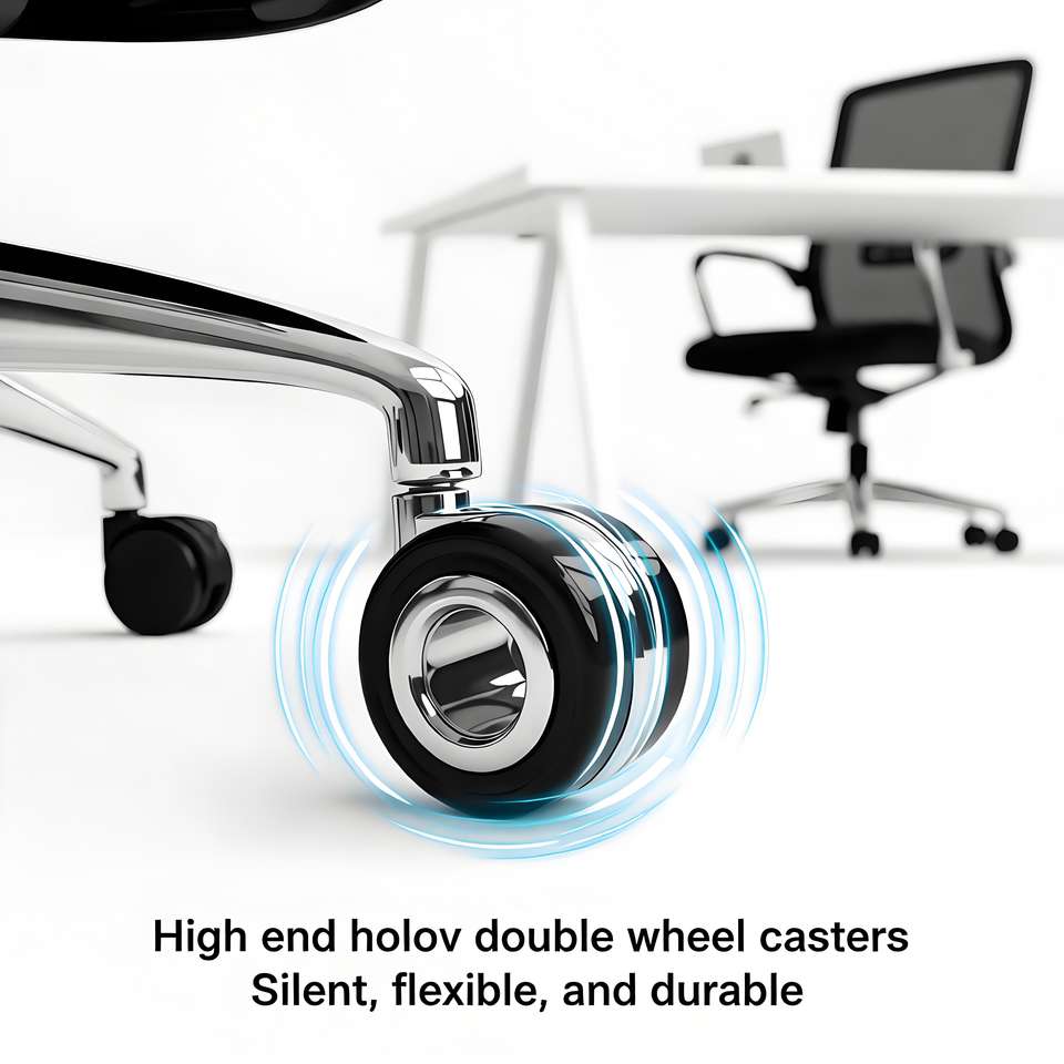 Bánh Xe Đẩy 2.5 Inch Hợp Kim Kẽm Êm Ái, Bọc Cao Su Cho Ghế Văn Phòng