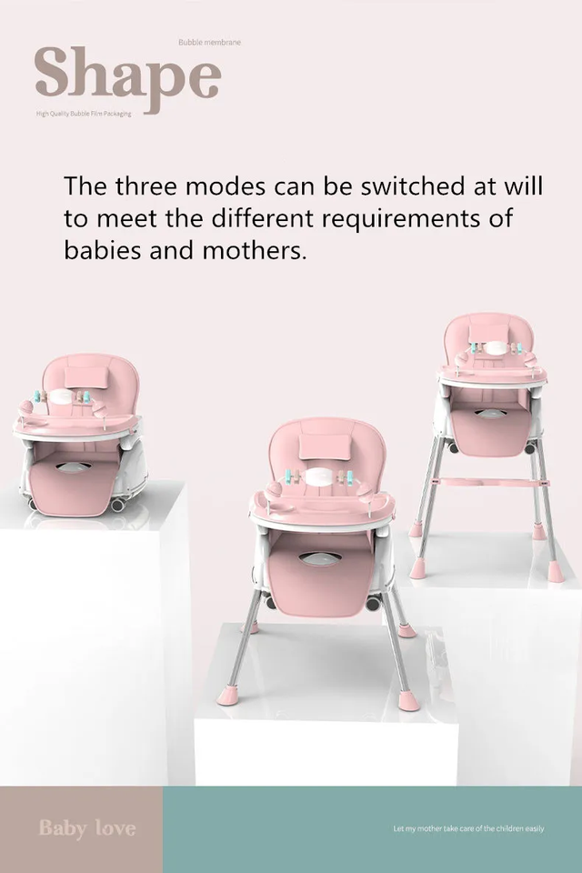 Silyang Pangkain ng Sanggol na 3-in-1 Portable High Chair