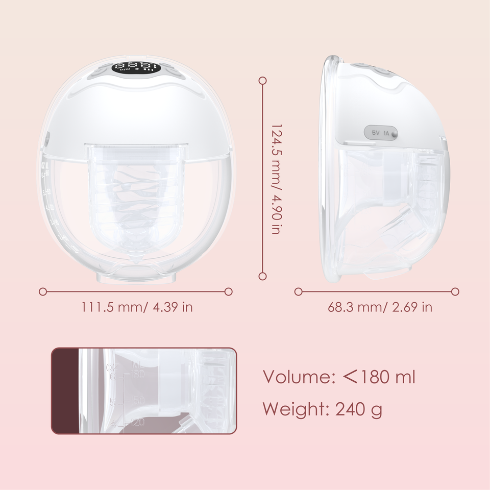 Electric Breast Pump Wireless Wearable, Food-Grade Silicone, 12 Levels