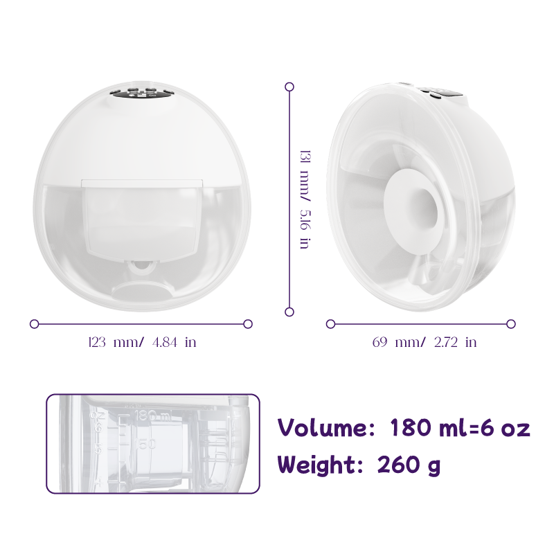 Electric Breast Pump Wearable Hands-Free 180ml Rechargeable