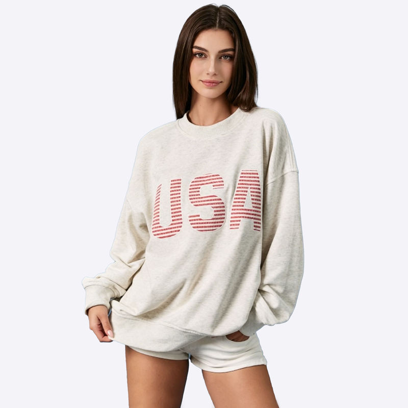 Pambabaeng Oversized Sweatshirt na may Burda - Wholesale