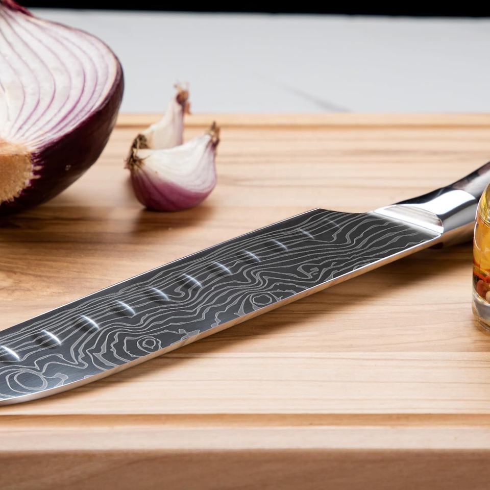 17-Piece Damascus Steel Knife Set na may Acacia Wood Block - Propesyonal na Kusina