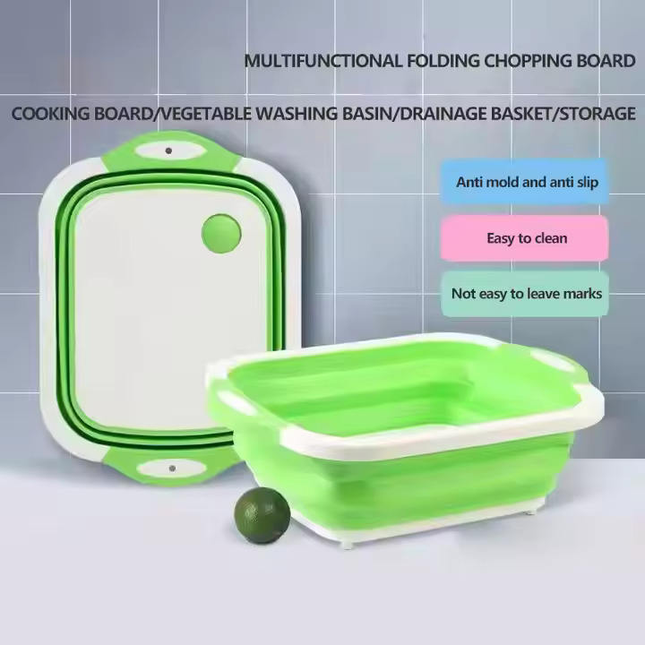 Multifunctional Collapsible Cutting Board at Sink Basin Basket - Eco-Friendly Kitchenware