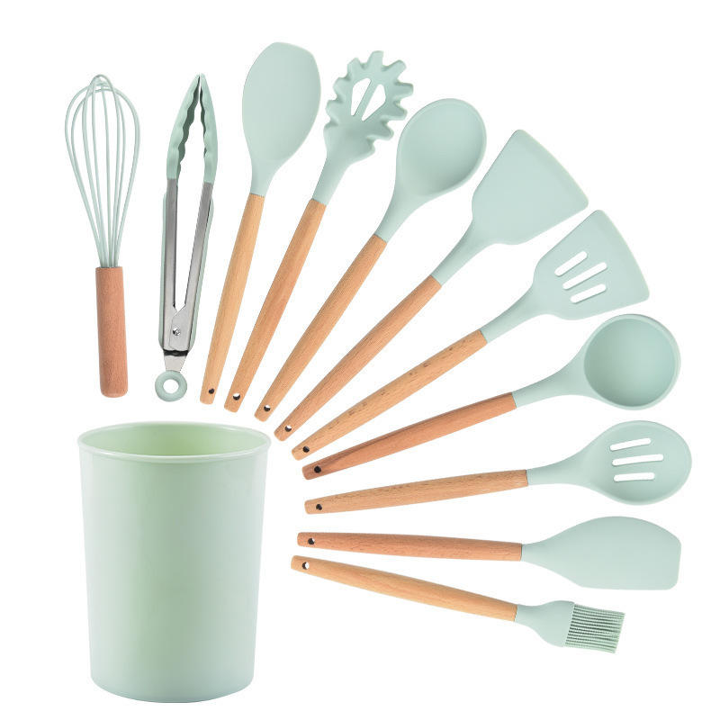 24-Pieces Non-Stick Kitchen Utensil Set na may Wooden Handle