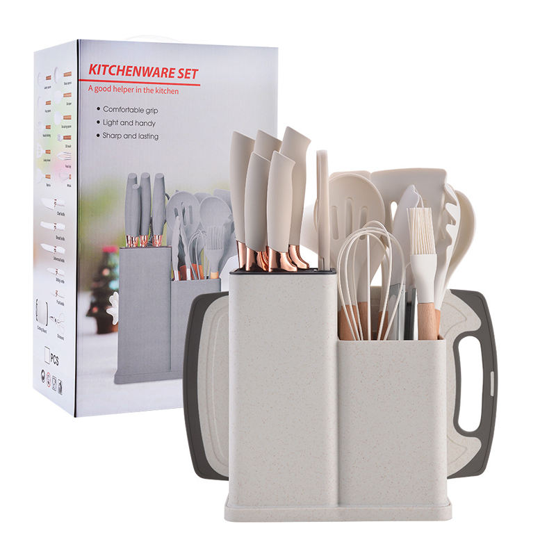 19-Piece Silicone Kitchen Utensil Set na may Wooden Handle – Premium Cookware Tools