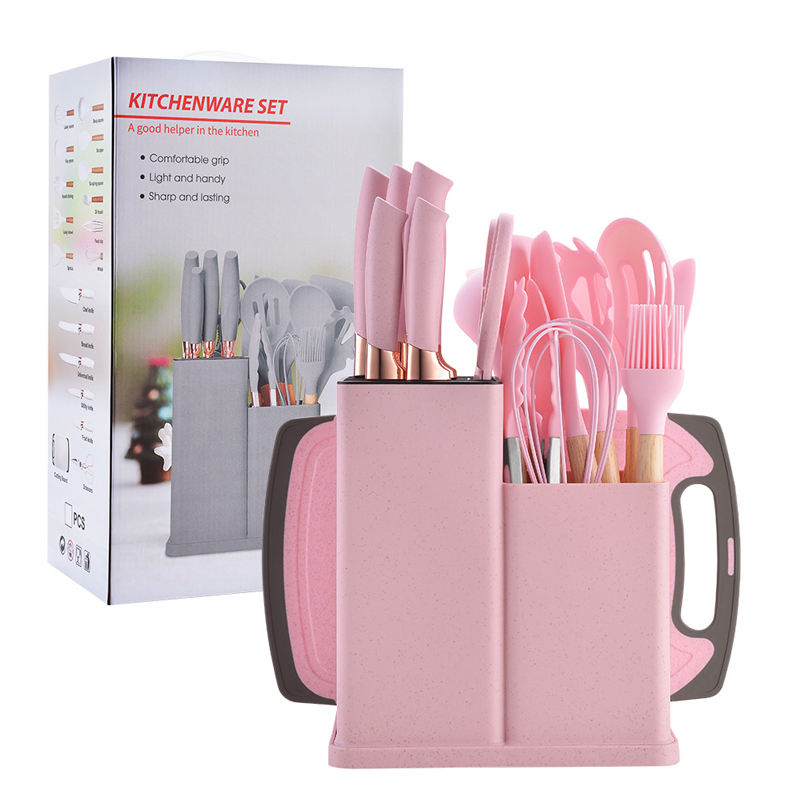 19-Piece Silicone Kitchen Utensil Set na may Wooden Handle – Premium Cookware Tools