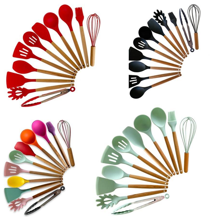 24-Pieces Non-Stick Kitchen Utensil Set na may Wooden Handle