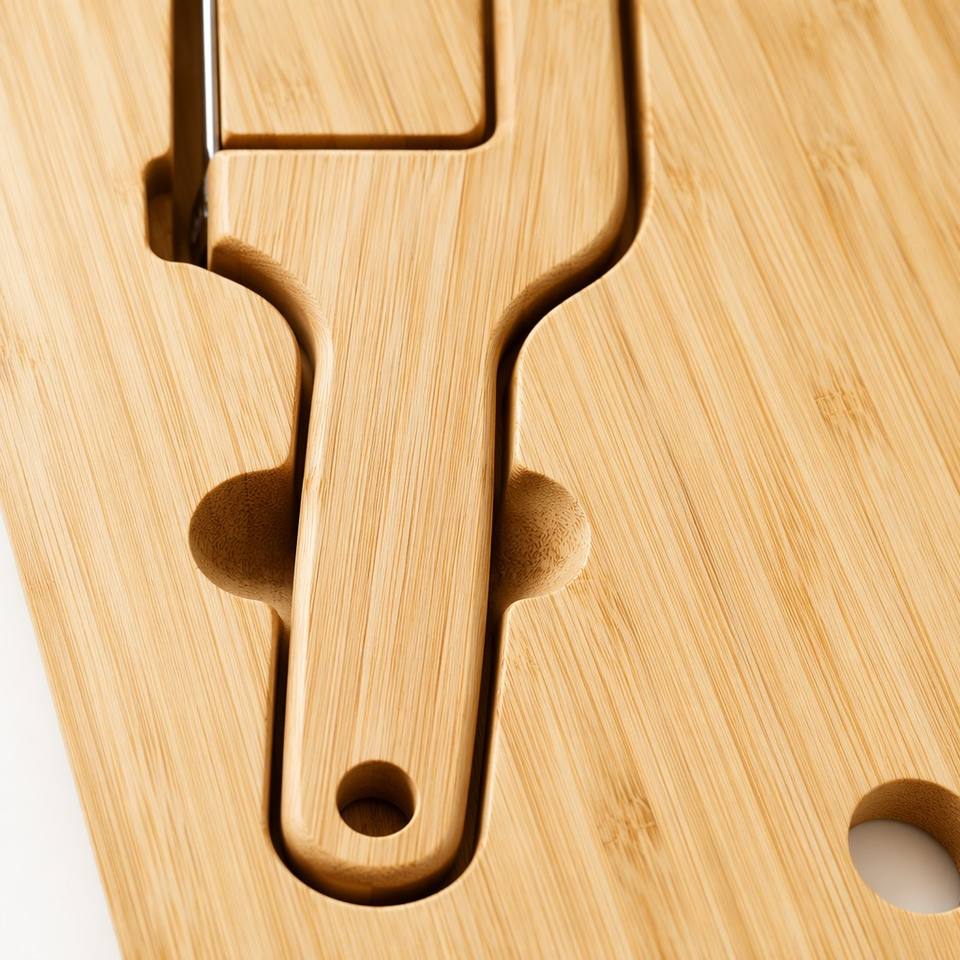 2-in-1 Bamboo Bread at Cheese Cutter na may Stainless Steel Wire at Cutting Board