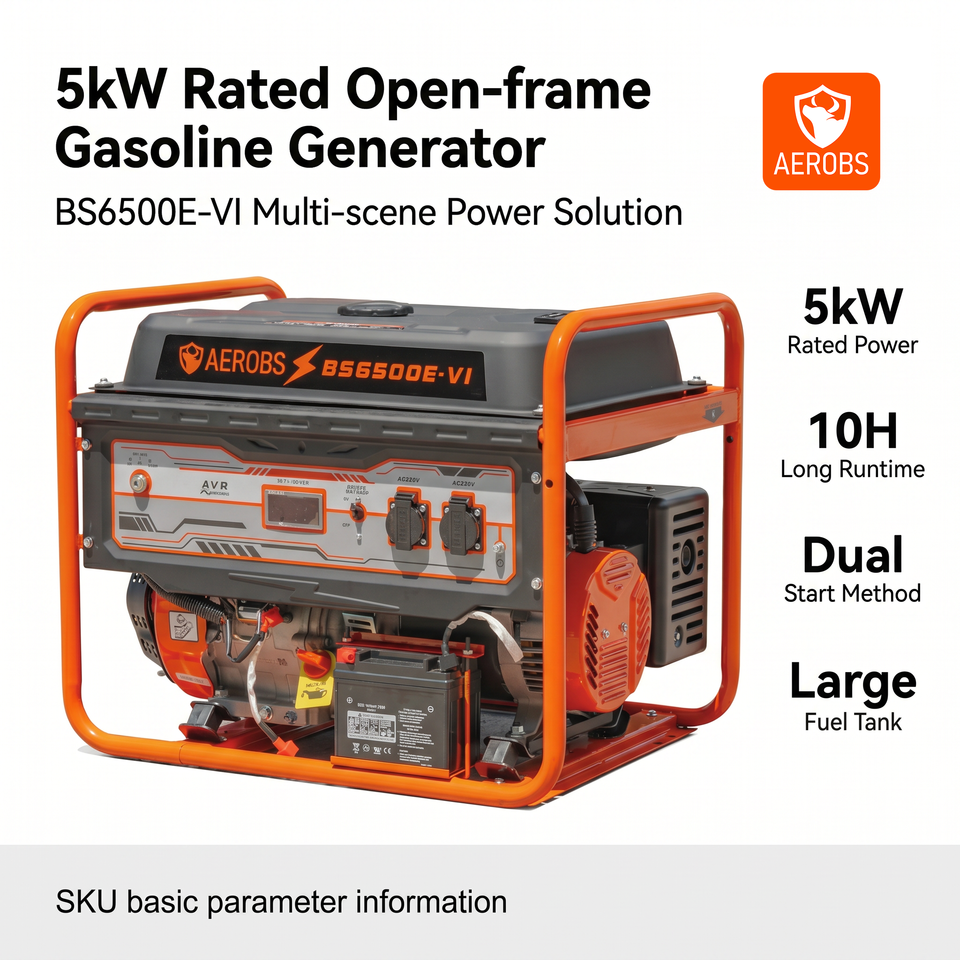 5kW Gasoline Generator Set 420cc 30L Fuel Tank Home Backup