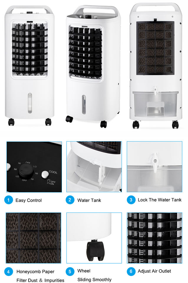 Portable Evaporative Air Cooler na may 4L Tank, 3-Speed, 65W – B2B Wholesale