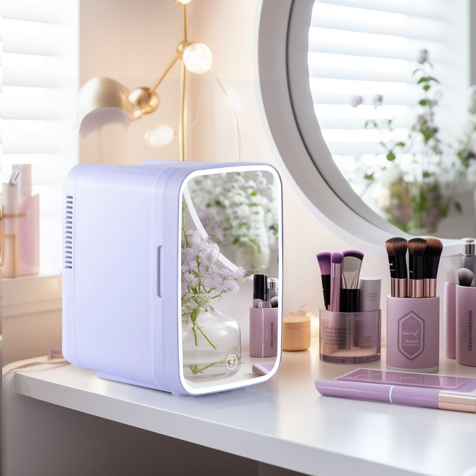 4L Portable Beauty Refrigerator na may Built-in Light para sa Bahay at Kotse
