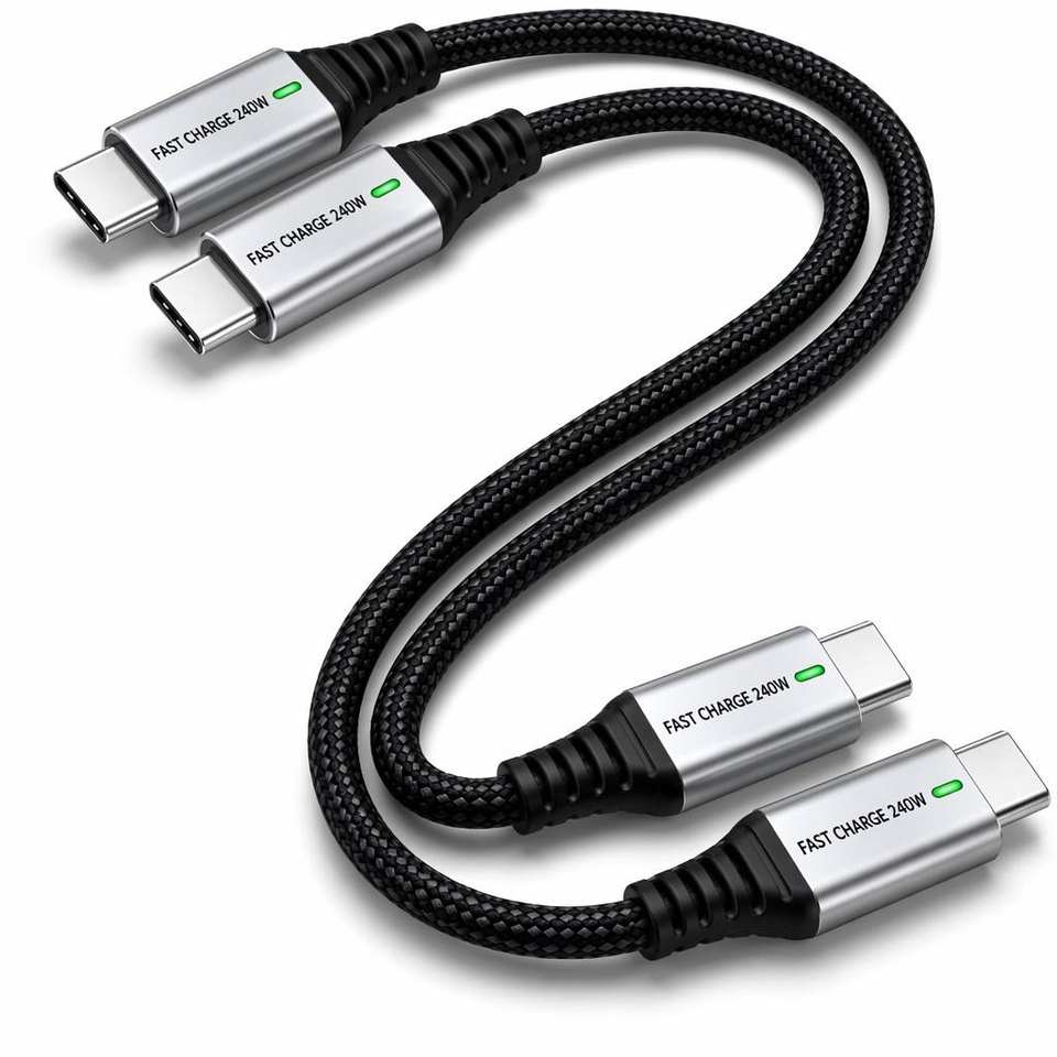 100W PD नायलॉन ब्रेडेड USB C टू C केबल, 480Mbps डेटा ट्रांसफर, फास्ट चार्जिंग