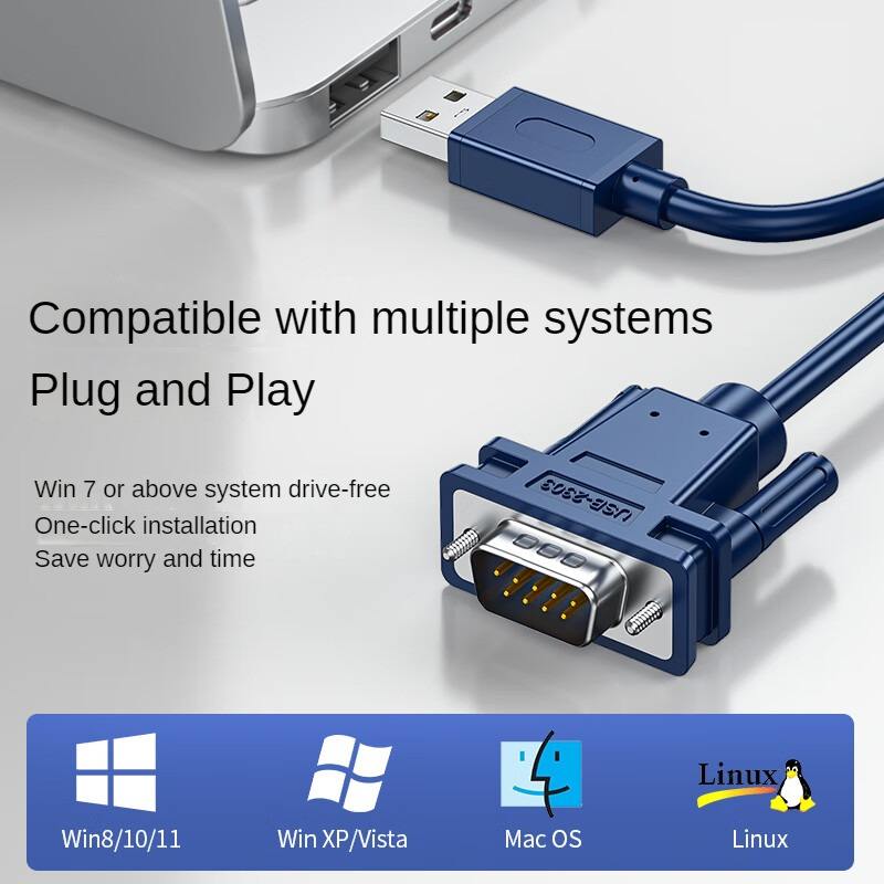 1.2 मीटर USB 2.0 से RS232 सीरियल पोर्ट एडाप्टर, DB9 केबल (PVC आउटर कवर, टिनड कॉपर कंडक्टर)