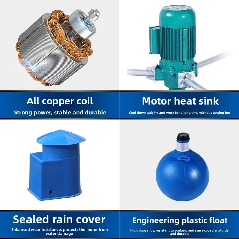 304 stainless steel impeller aerator, aquaculture aerator pump, fish pond shrimp pond floating aeration device