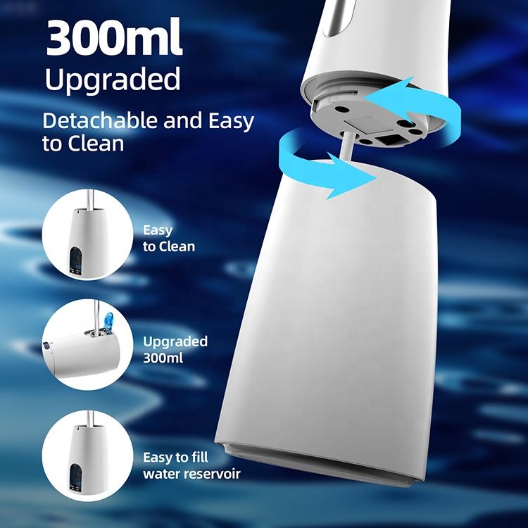 स्मार्ट पोर्टेबल वॉटर फ्लॉसर 4 मोड 300ml 1500mAh रिचार्जेबल