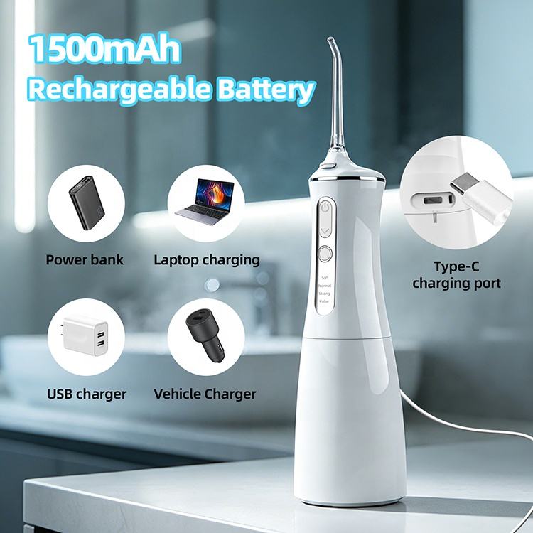 स्मार्ट पोर्टेबल वॉटर फ्लॉसर 4 मोड 300ml 1500mAh रिचार्जेबल
