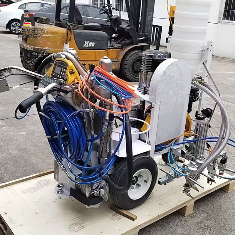 Heavy Duty Cold Paint 2-Gun Airless Line Striper MMA 2-Component Road Marking Machine
