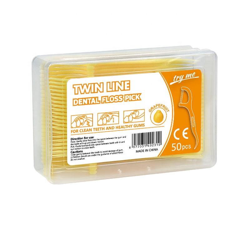 Bulk Twin Line Dental Flossers – Custom Mint Fruit Flavor, Private Label Toothpicks