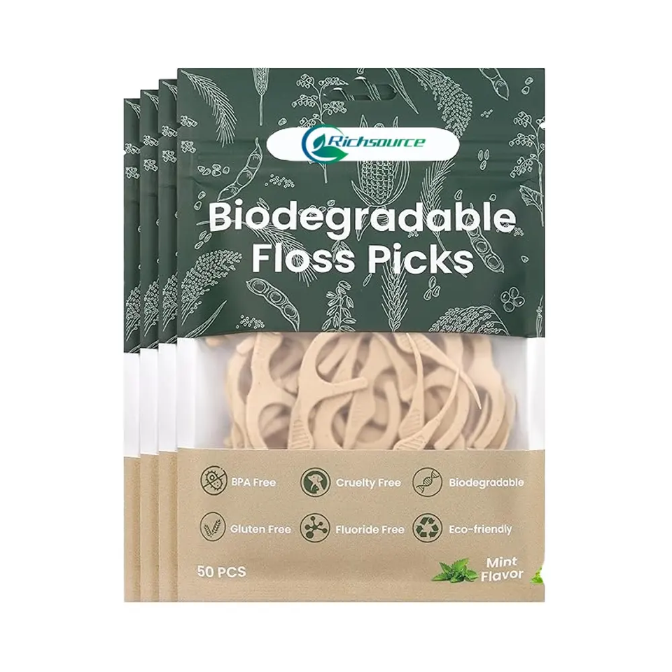 Eco-Friendly Bamboo Charcoal Dental Floss Picks | Custom Vegan Oral Care