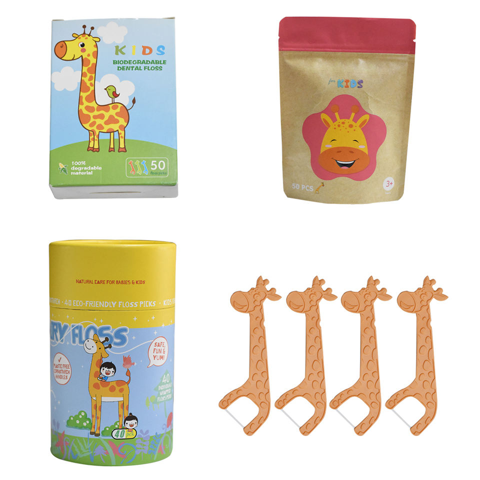 Biodegradable Dental Floss Picks | Eco-Friendly Kids Toothpick | Bamboo Charcoal & Corn Straw