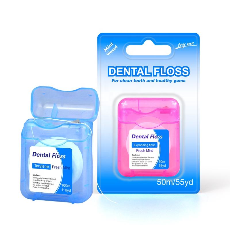 Eco-Friendly Mint Waxed Dental Floss | 50m Customizable Expanding Terylene Floss
