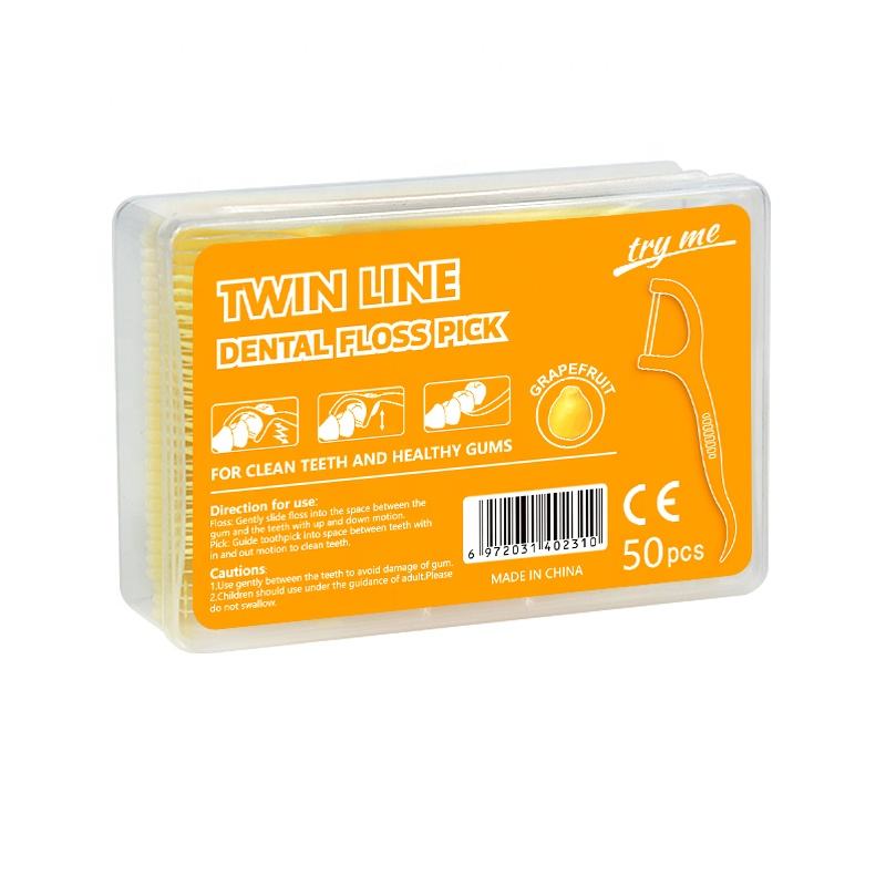 Private Label Twin Pack Mint Flavor Dental Flossers with Toothpick | Oral Care