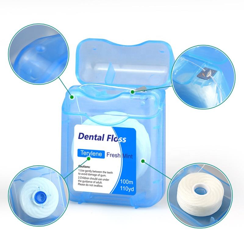 Eco-Friendly Mint Waxed Dental Floss | 50m Customizable Expanding Terylene Floss