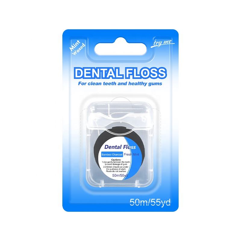 Wholesale OEM Mint Flavor Waxed 50m Bamboo Charcoal Corn PTFE Nylon Dental Flosser