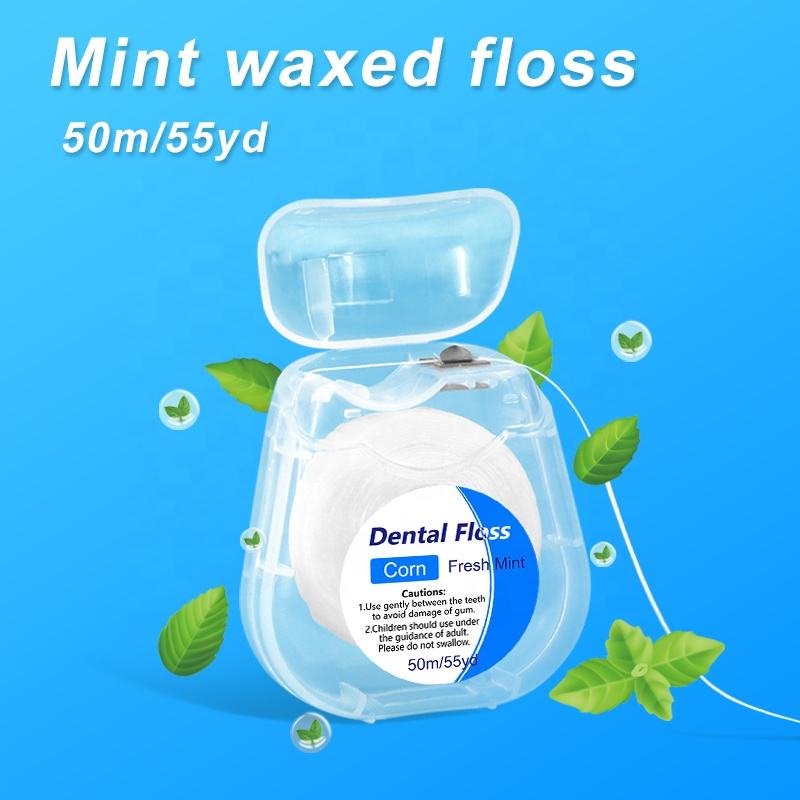 Wholesale OEM Mint Flavor Waxed 50m Bamboo Charcoal Corn PTFE Nylon Dental Flosser