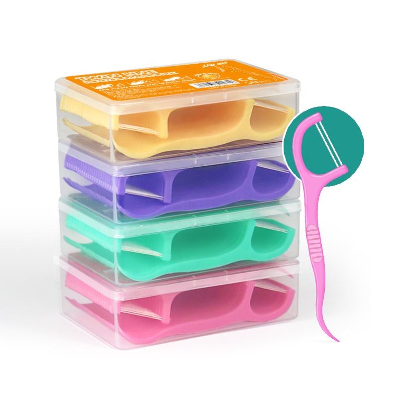 Private Label Twin Pack Mint Flavor Dental Flossers with Toothpick | Oral Care