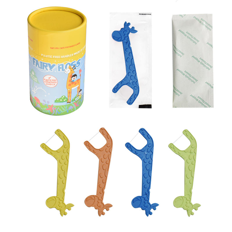 Biodegradable Dental Floss Picks | Eco-Friendly Kids Toothpick | Bamboo Charcoal & Corn Straw