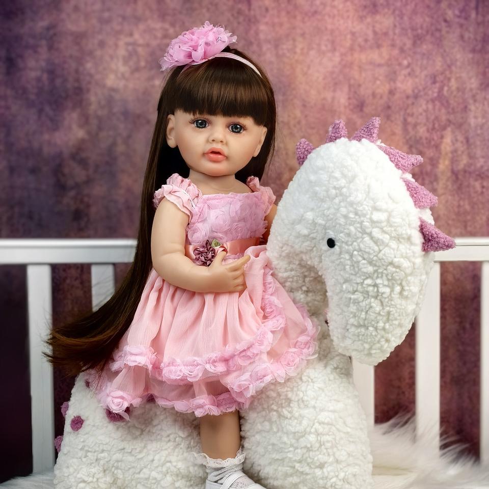 55cm Silicone Reborn Baby Doll - Spanish Girl, Interactive Voice & Dialogue, Eco-Friendly Toy