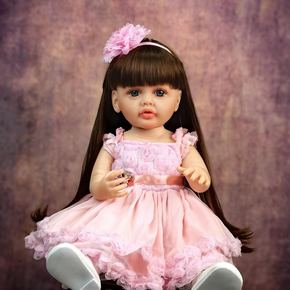 55cm Silicone Reborn Baby Doll - Spanish Girl, Interactive Voice & Dialogue, Eco-Friendly Toy