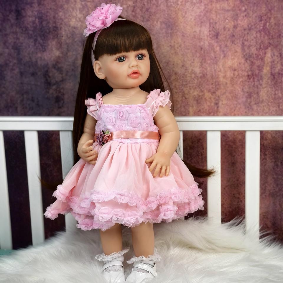 55cm Silicone Reborn Baby Doll - Spanish Girl, Interactive Voice & Dialogue, Eco-Friendly Toy