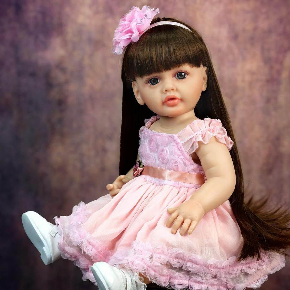 55cm Silicone Reborn Baby Doll - Spanish Girl, Interactive Voice & Dialogue, Eco-Friendly Toy