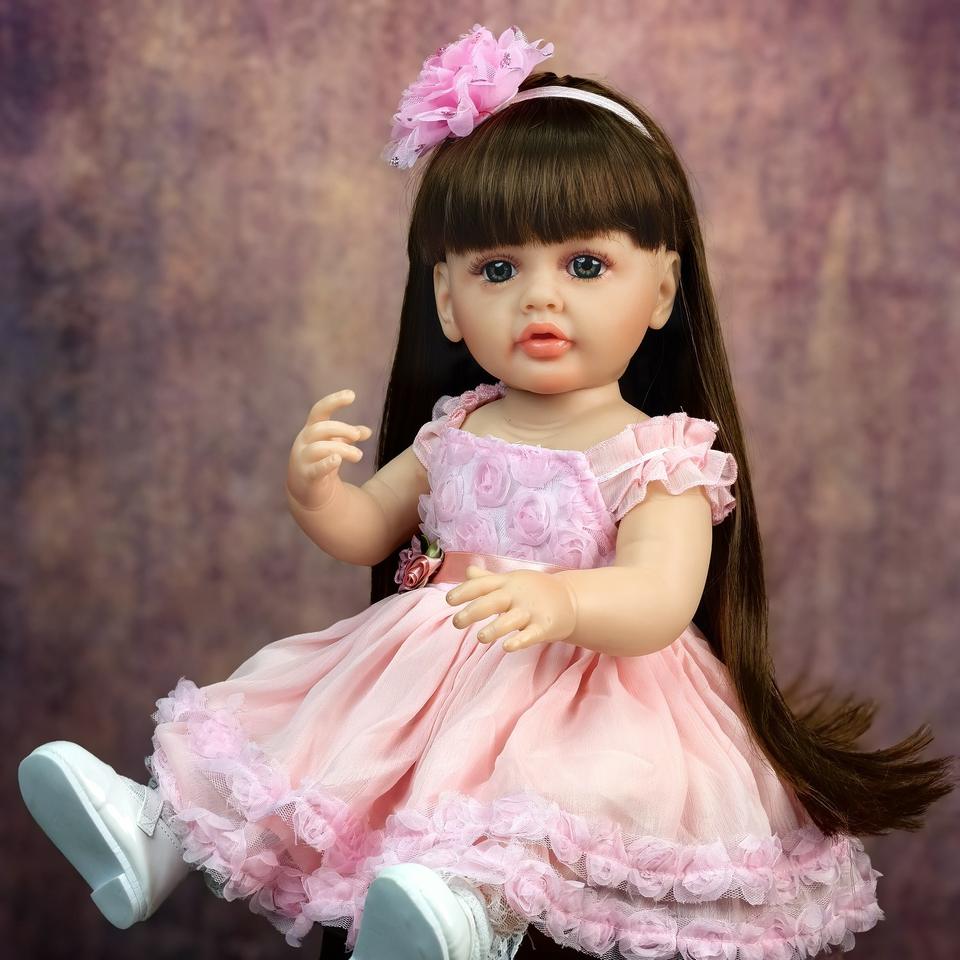 55cm Silicone Reborn Baby Doll - Spanish Girl, Interactive Voice & Dialogue, Eco-Friendly Toy