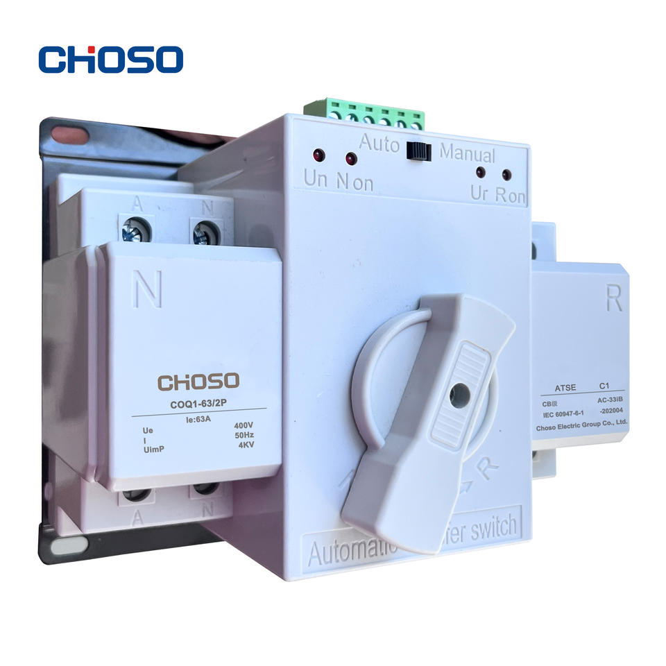 Domestique CHOSO COQ1-63/2P 63A 2P Coated Back Paper 5kA/6kA Breaking Capacity CB ATS Automatic Transfer Switch 400V