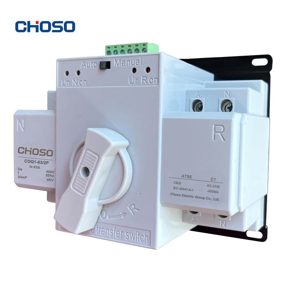 Domestique CHOSO COQ1-63/2P 63A 2P Coated Back Paper 5kA/6kA Breaking Capacity CB ATS Automatic Transfer Switch 400V