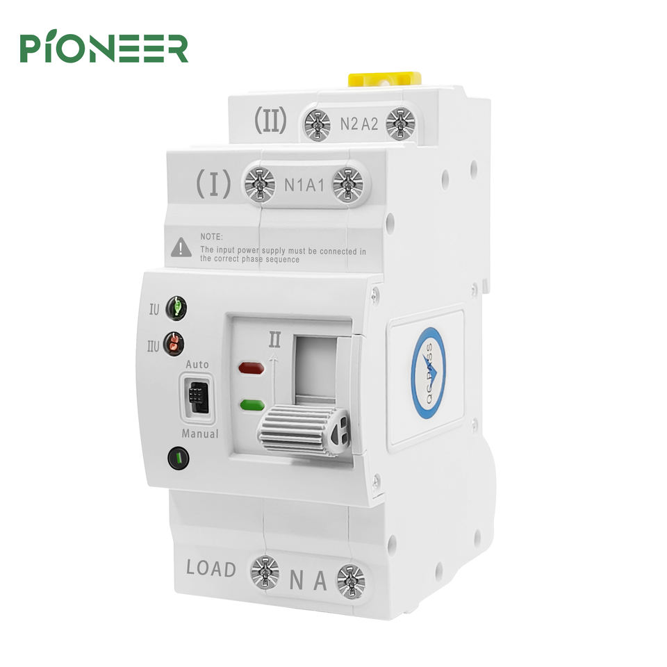 63A 2P Dual-Power Automatic Transfer Switch - DIN Rail, 230V AC, Single Phase
