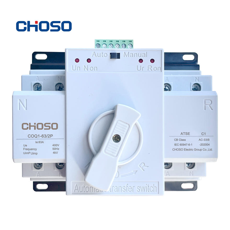 Domestique CHOSO COQ1-63/2P 63A 2P Coated Back Paper 5kA/6kA Breaking Capacity CB ATS Automatic Transfer Switch 400V