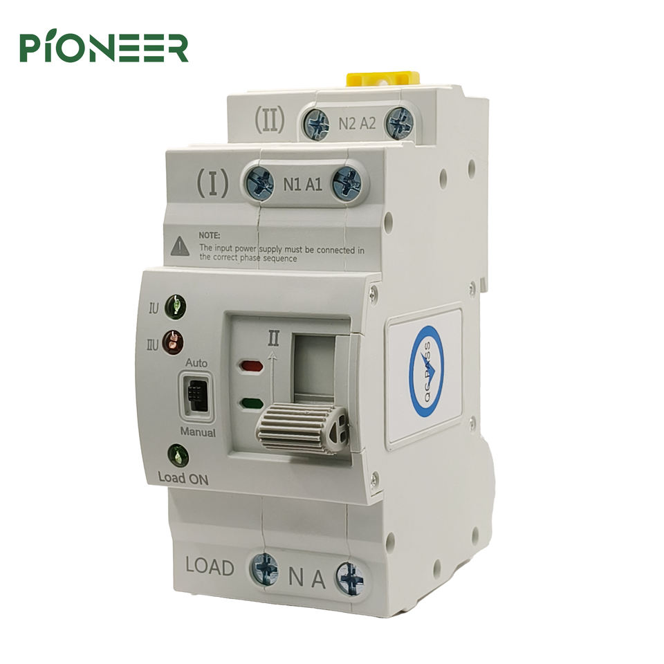 2-Pole 63A DIN Rail Dual Power Automatic Transfer Switch for Solar Systems