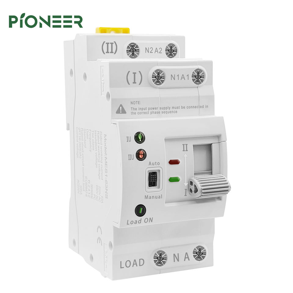 63A 2P Dual-Power Automatic Transfer Switch - DIN Rail, 230V AC, Single Phase
